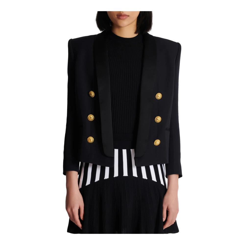 Balmain Rand-tot-rand 6-knoops jas Black Dames