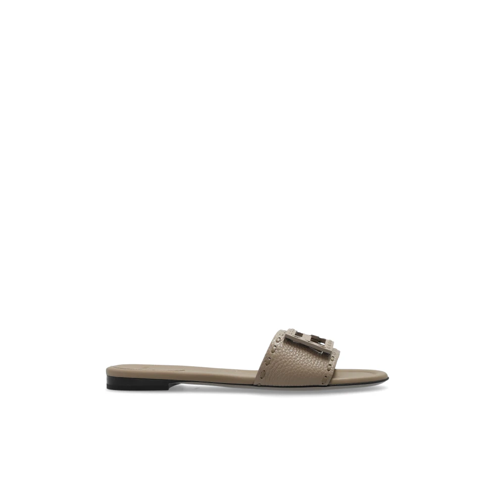 Fendi Women's Brown Baguette Leather Slides - Sliders - 4 Uk - Shoes