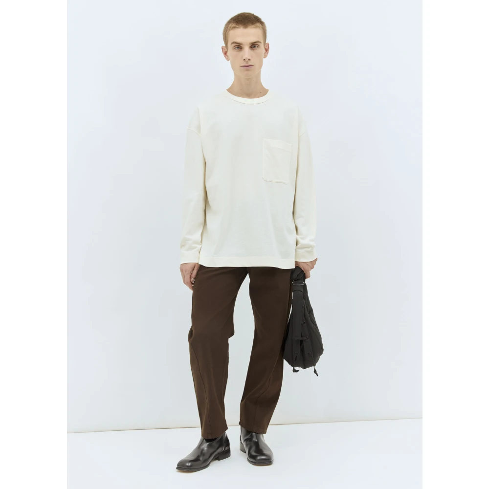 Lemaire Katoenen Jersey Longsleeve T-shirt Beige Heren