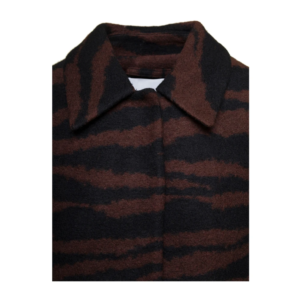 Ganni Zebra Print Wollen Jas Brown Dames