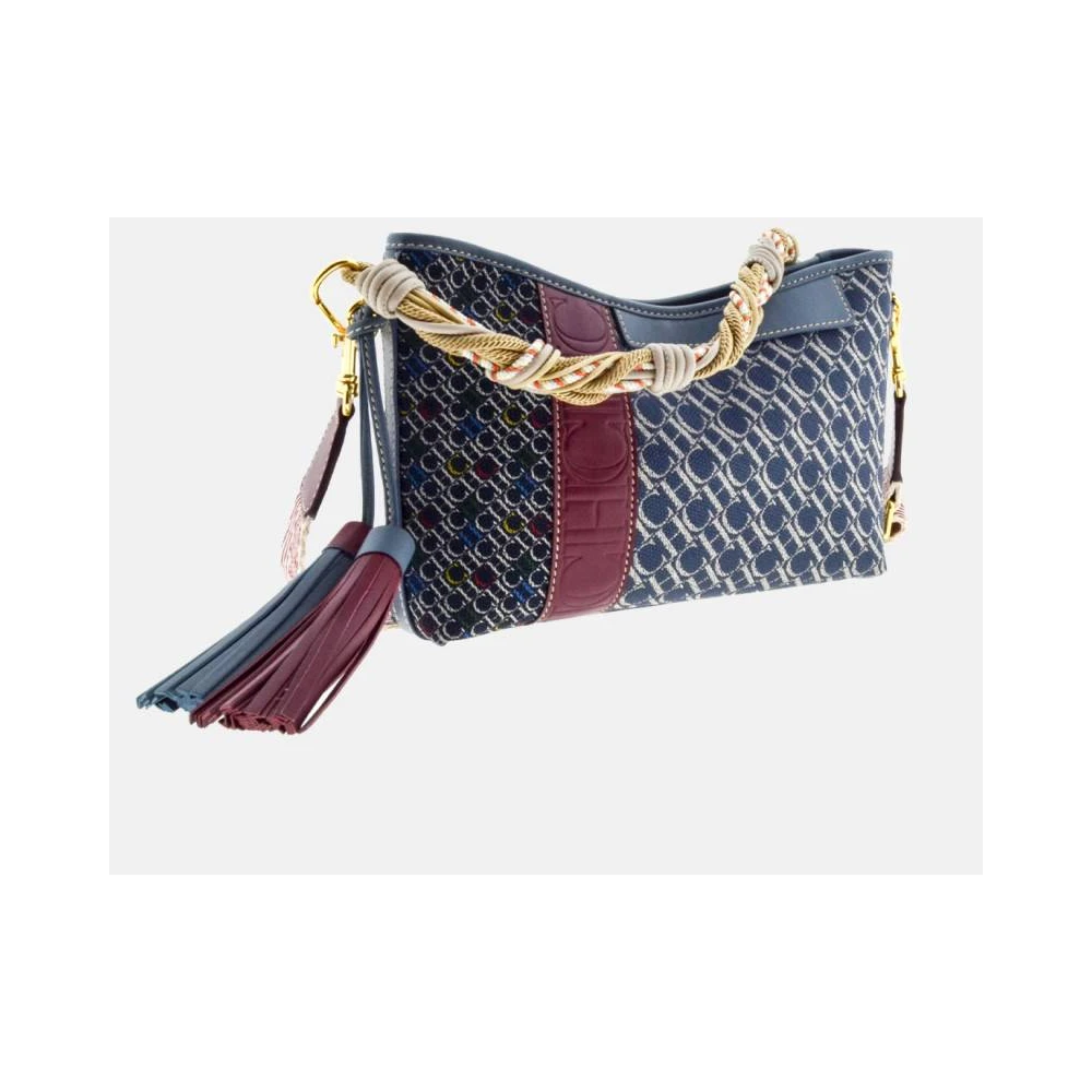 Carolina Herrera Patchwork Crossbody Tas met Leren Strepen Blue Dames