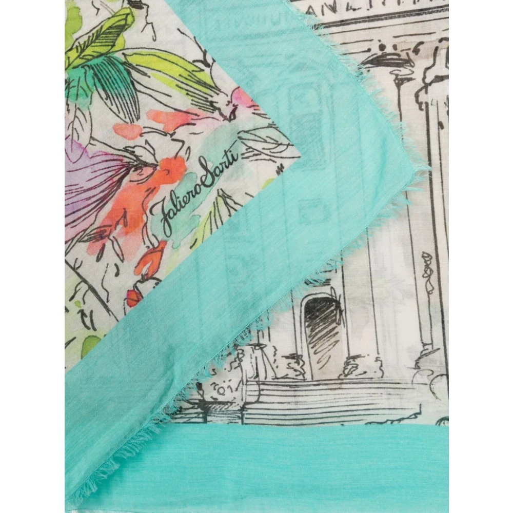 Faliero Sarti Grafisch Print Lichtgewicht Katoenen Sjaal Multicolor Dames