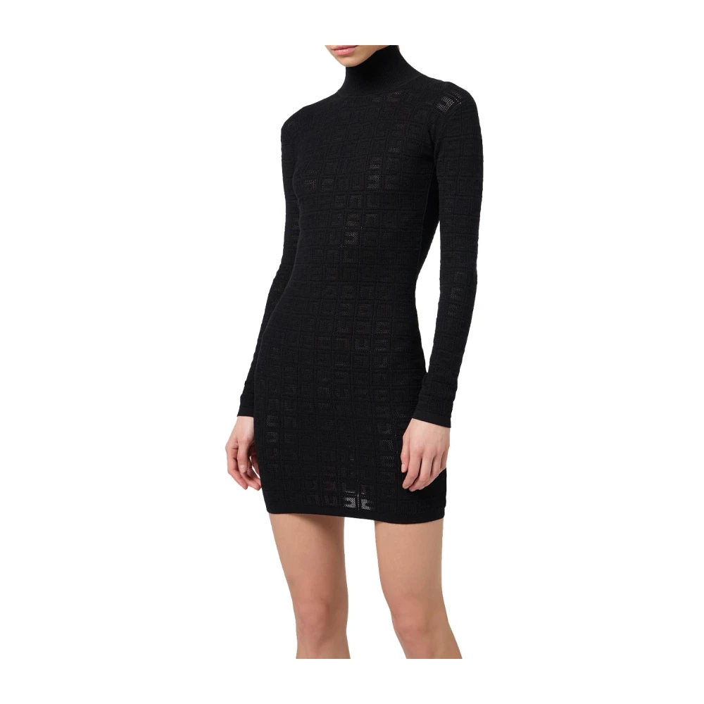 Elisabetta Franchi Viscose Mesh Mini Jurk Black Dames