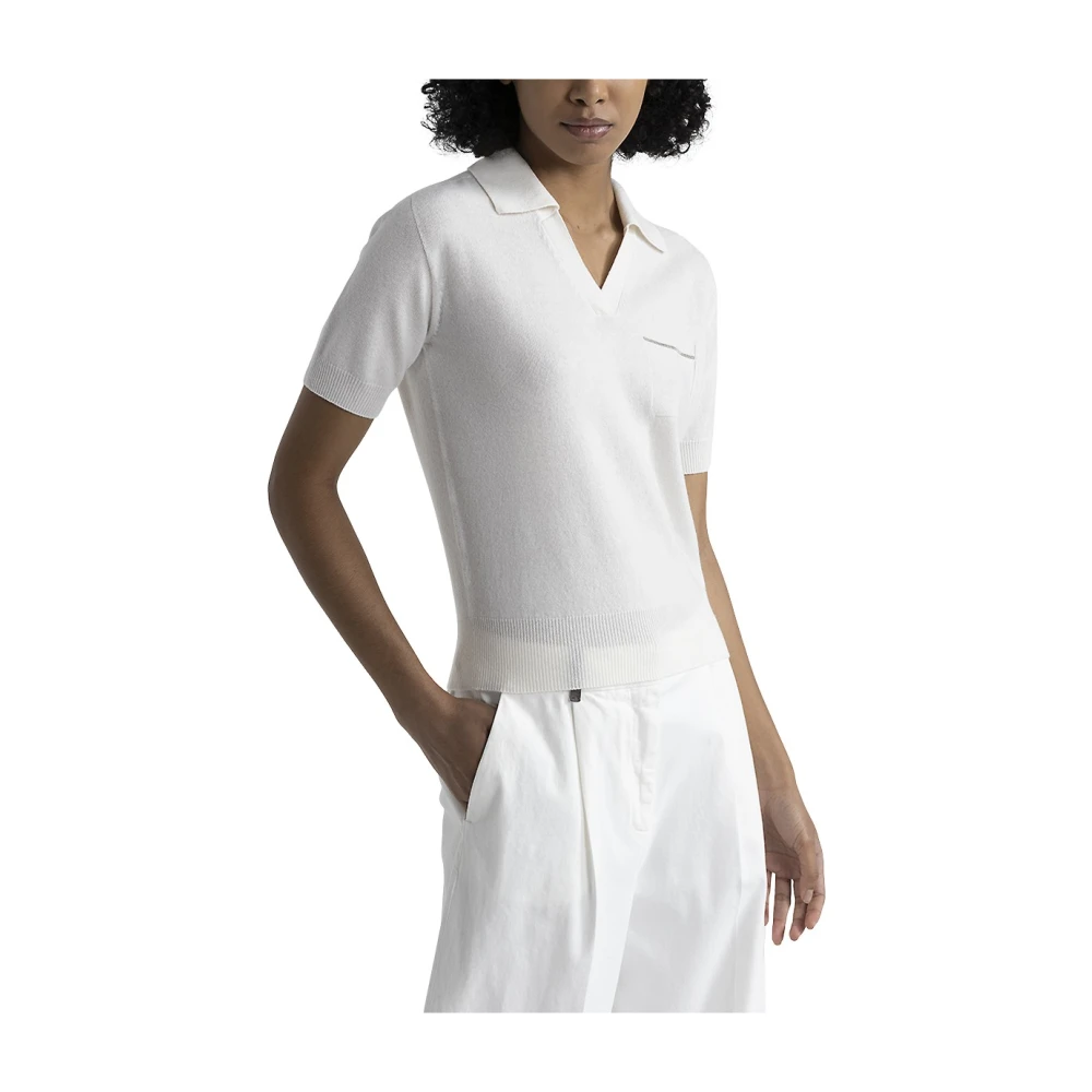 PESERICO Polo hals trui van zuivere kasjmier White Dames