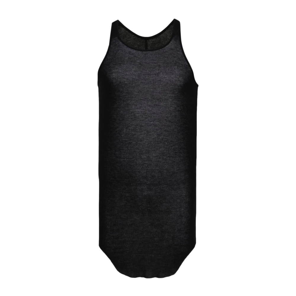 Rick Owens Zwarte Geribbelde U-Hals Tanktop Black Heren