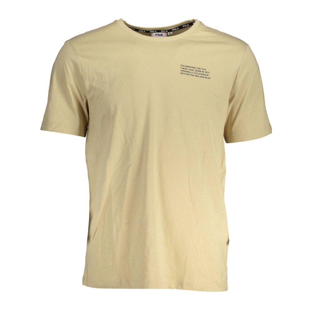 Beige Cotton Tee with Logo Print Fila T Shirts Miinto