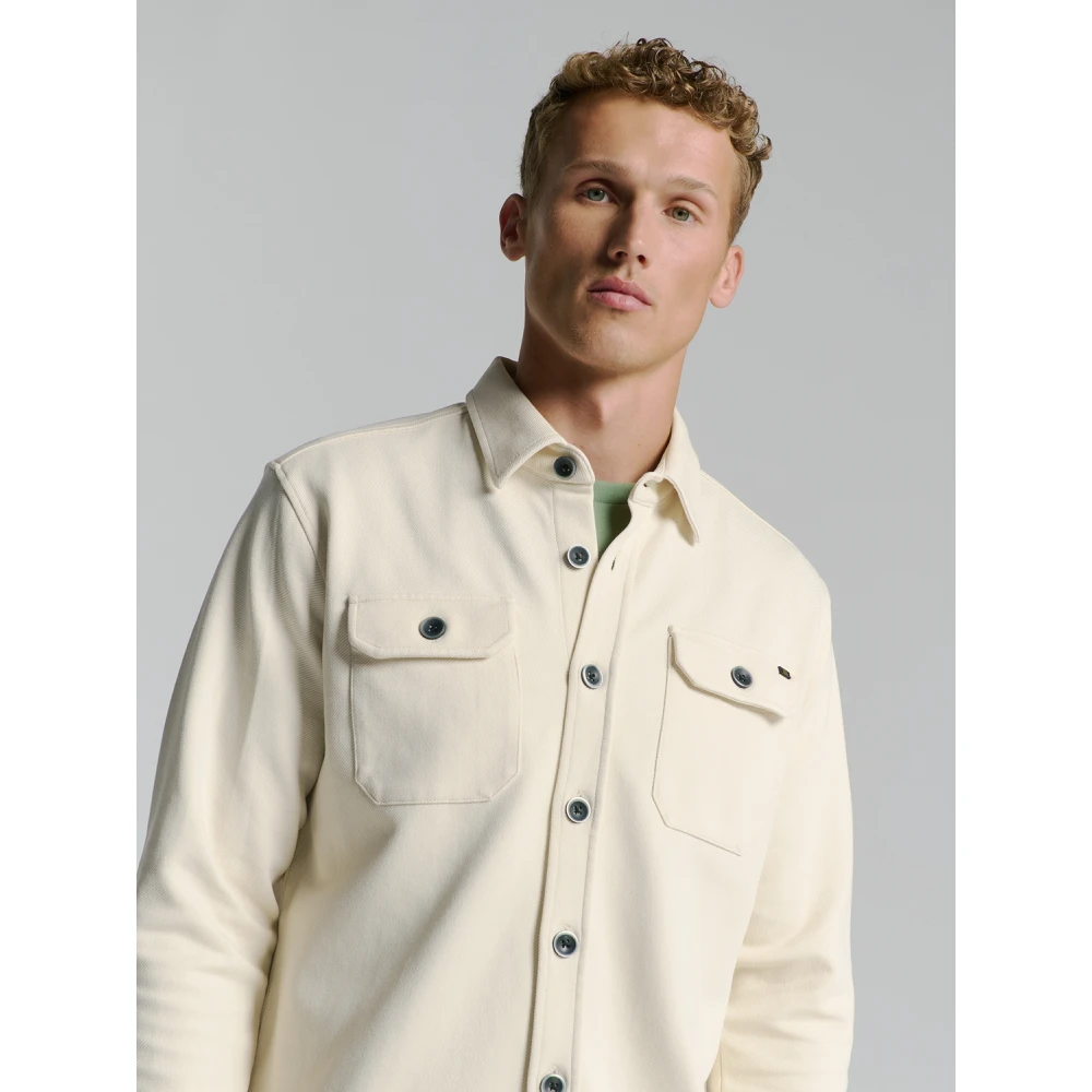 No Excess Knoopsluiting Overshirt Sweatshirt White Heren