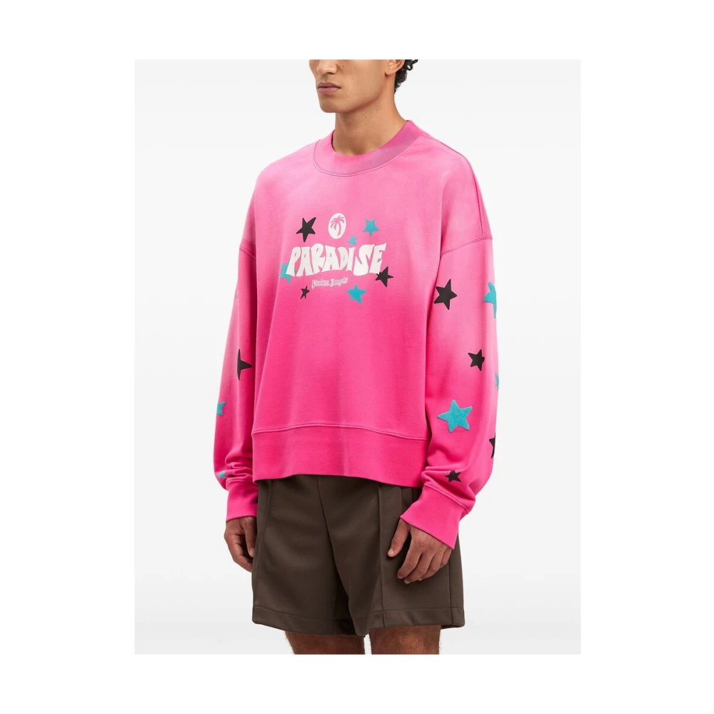Palm Angels Hot Pink Logo Print Sweater Pink Heren