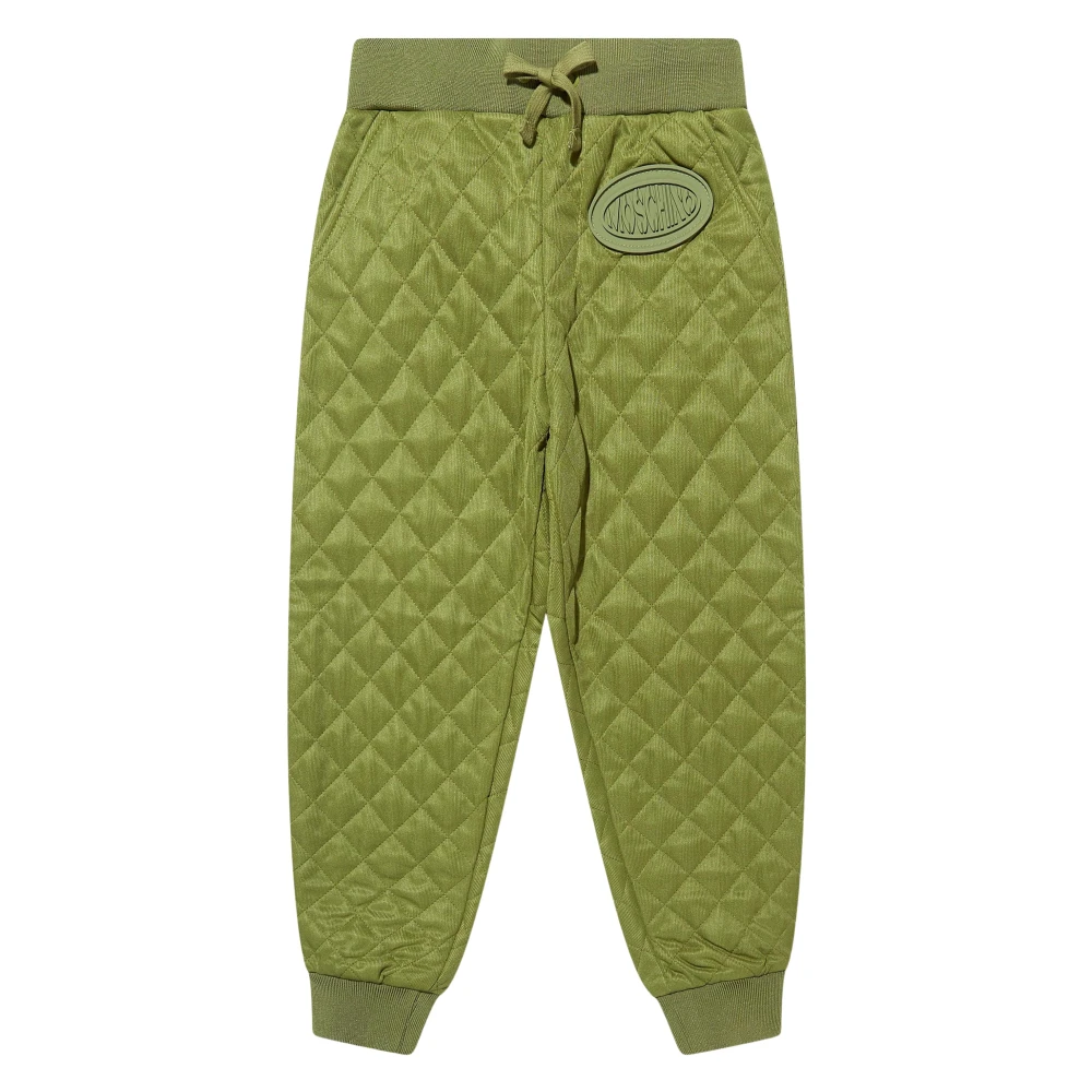 Moschino Boys Green Sweatpants, 10 Y, Quilted Joggers For