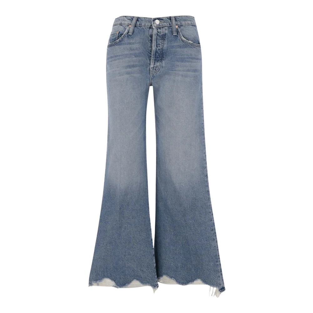Flared Denim Jeans med Frynsete Bunn