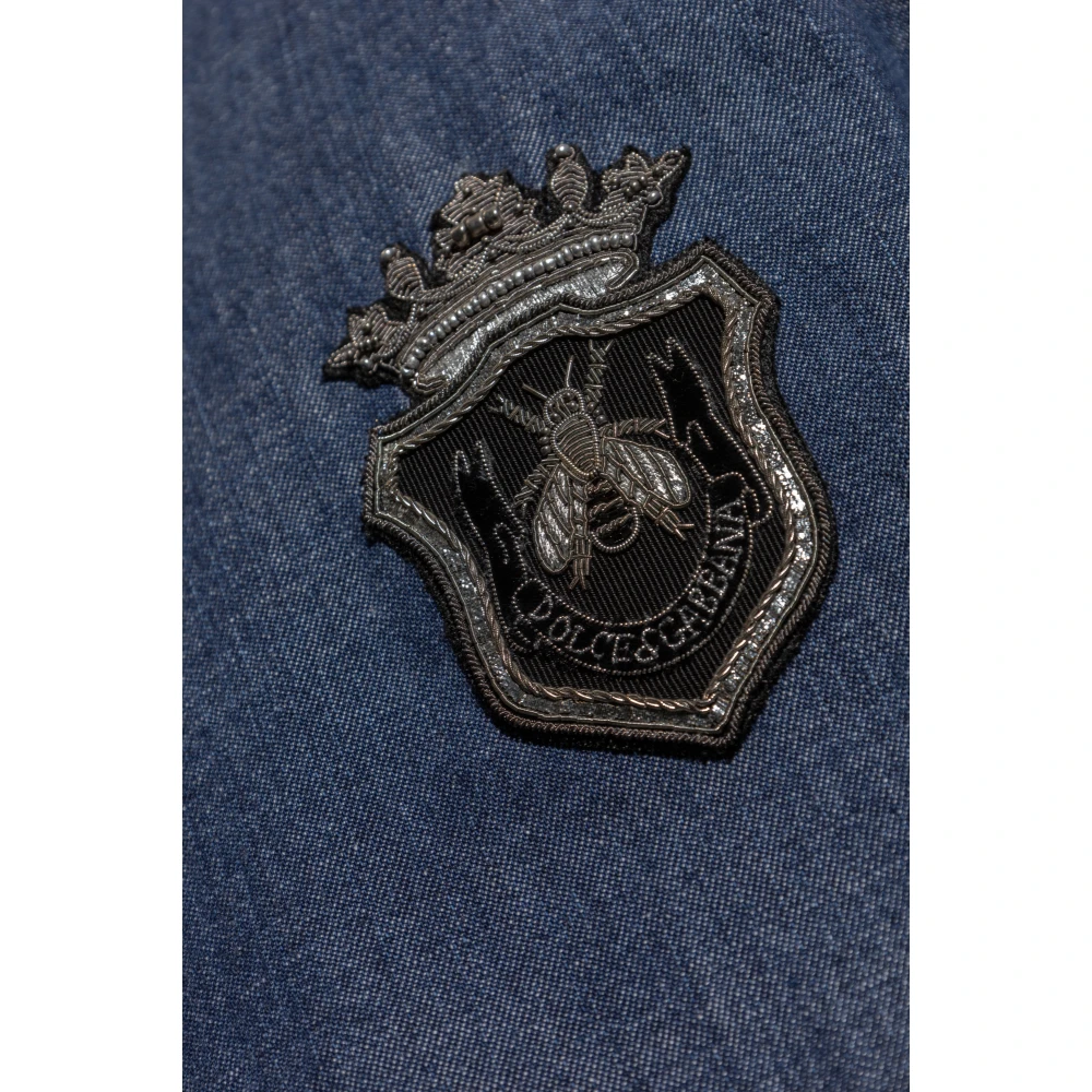 Dolce & Gabbana Denim shirt met applicatie Blue Heren