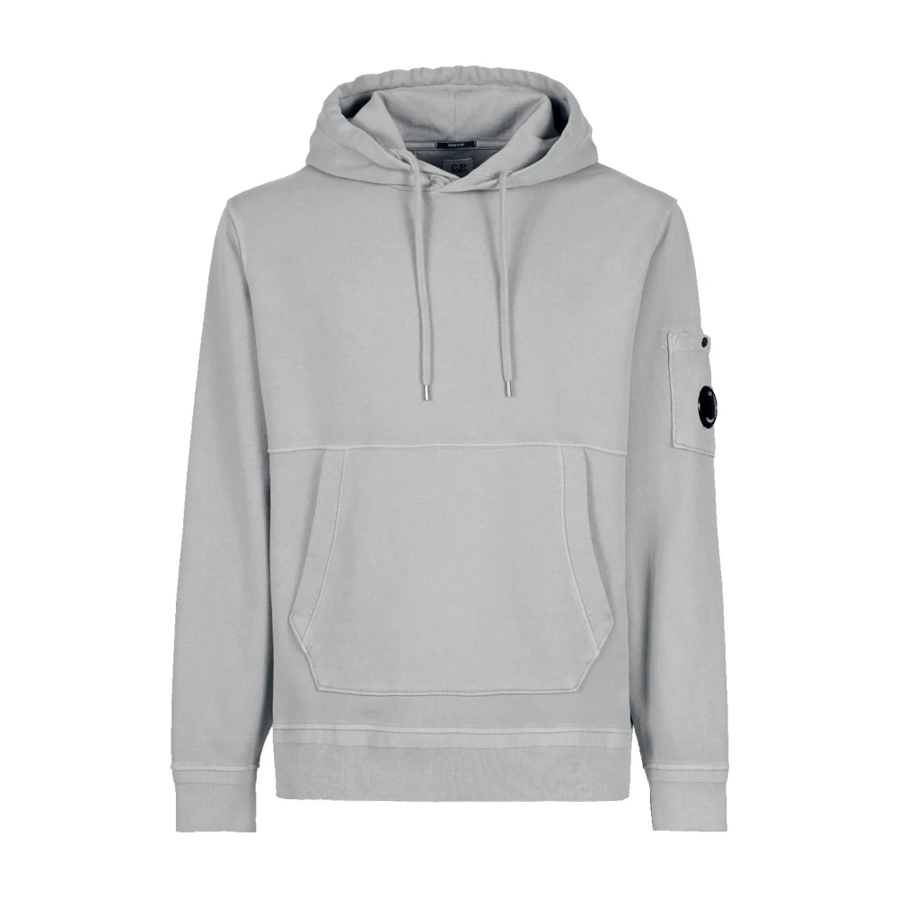 C.p. Company Men's Gray Cotton Fleece Hoodie With Kangaroo Pocket