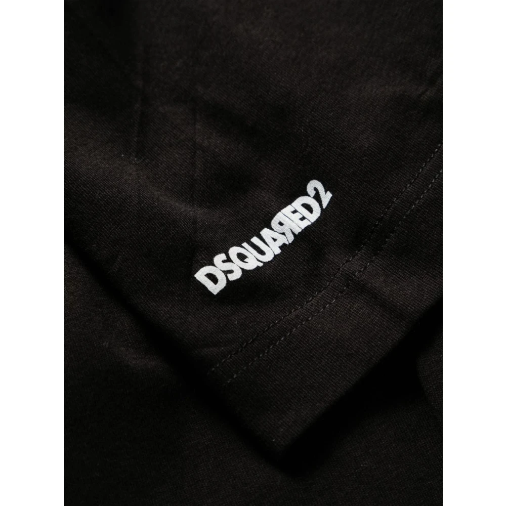 Dsquared2 Zwart T-shirt met Wit Logo Mouw Black Heren