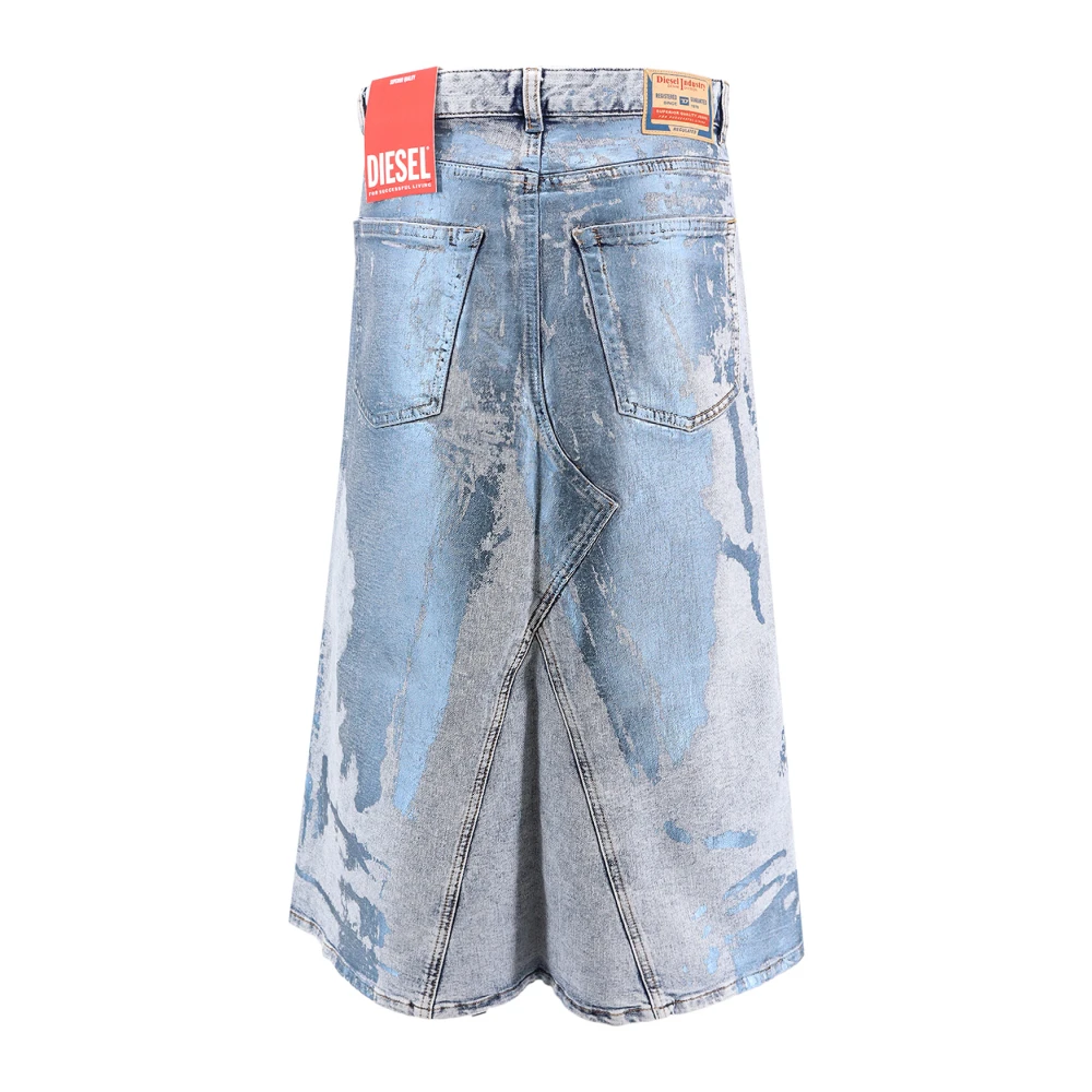 Diesel Gelamineerde Print Denim Rok Blue Dames