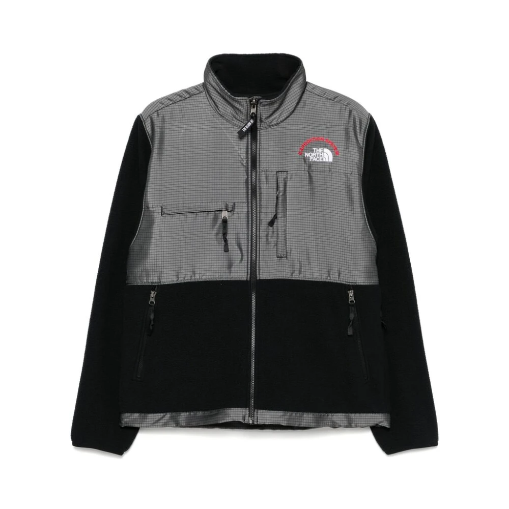 The North Face Zwarte Fleece Ritsjas Geborduurd Logo Gray Heren