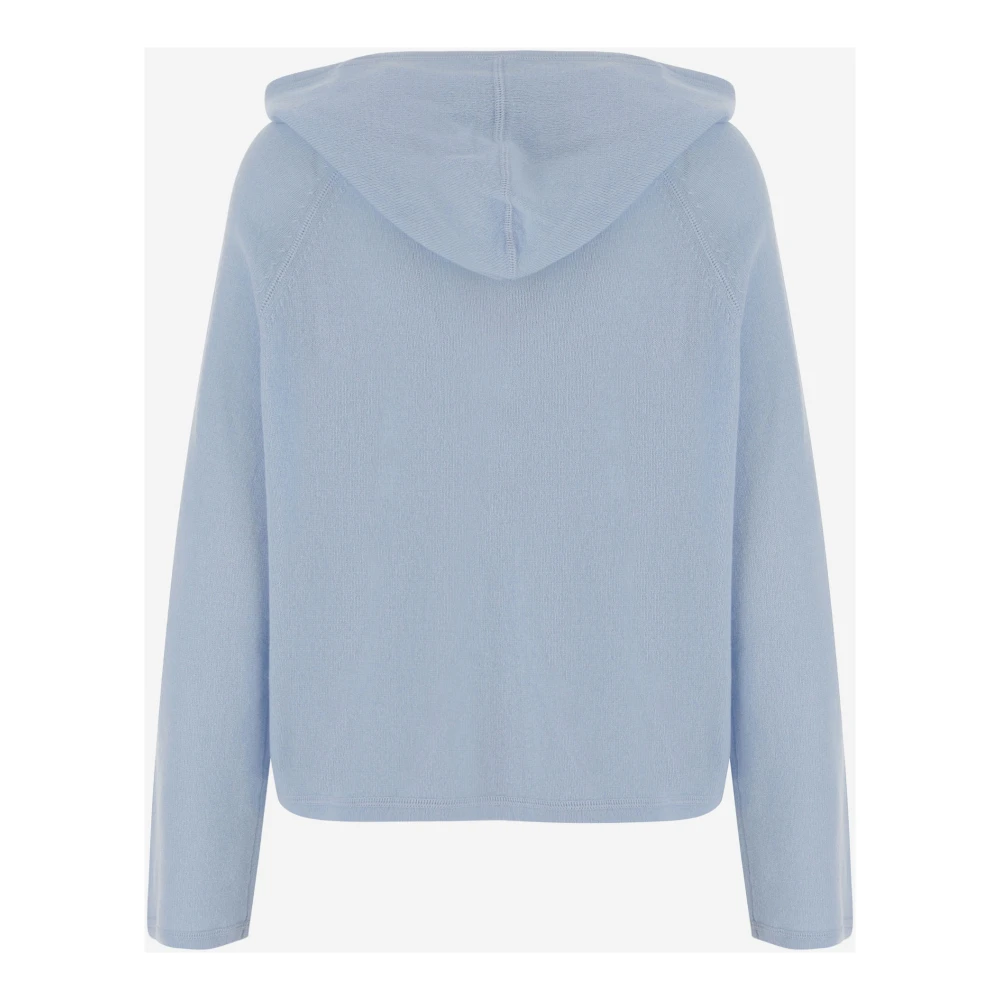 allude Blauwe Wol Kasjmier Trekkoord Hood Sweater Blue Dames