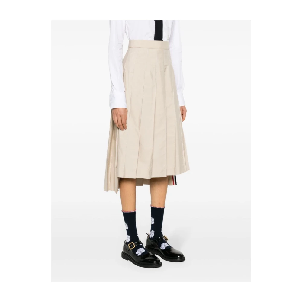 Thom Browne Geplooide midi-rok met RWB-strepen Beige Dames
