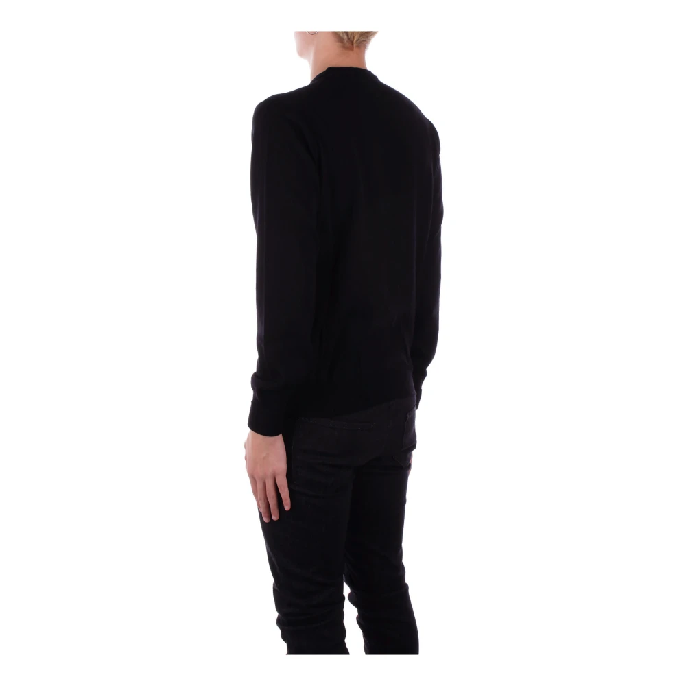 Alpha Studio Zwarte Trui met Omgeslagen Details Black Heren