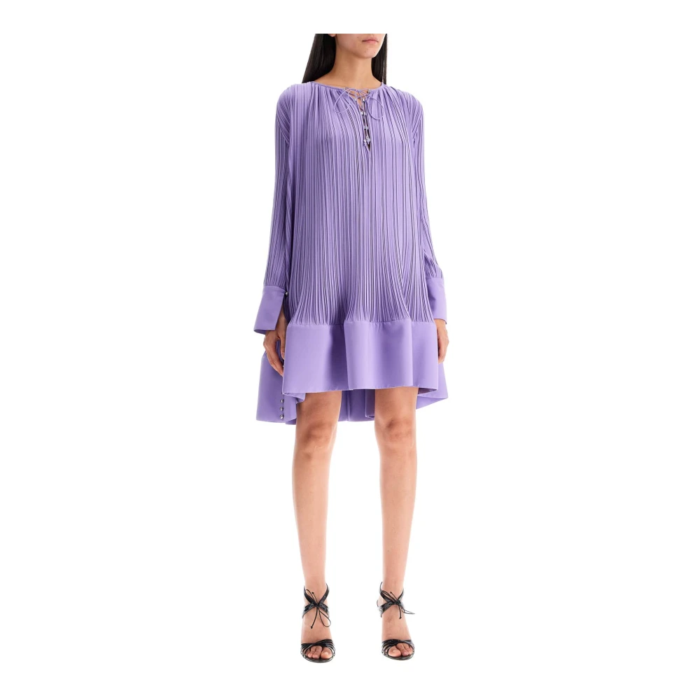 Lanvin Geplooide Jurk met Ruches Purple Dames