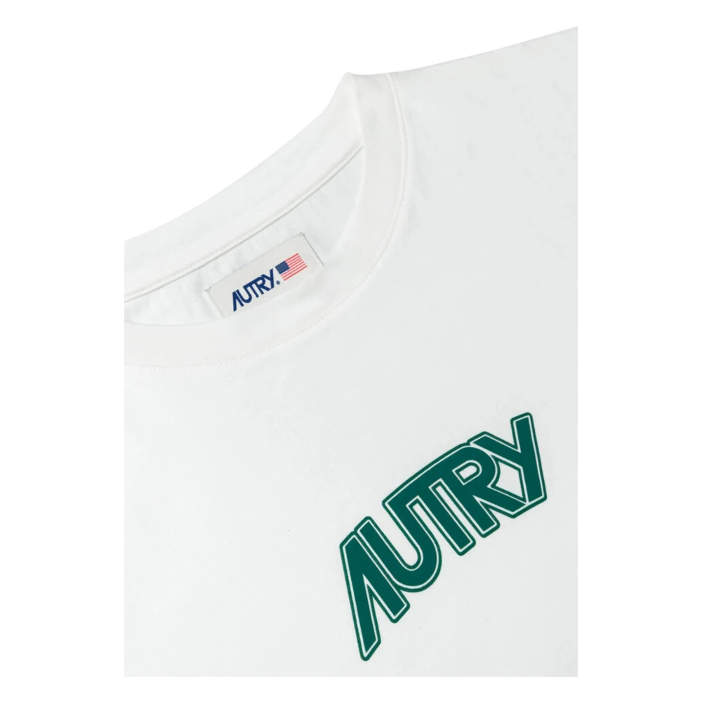 Autry Witte T-shirts en polo`s met geribbelde kraag White Dames