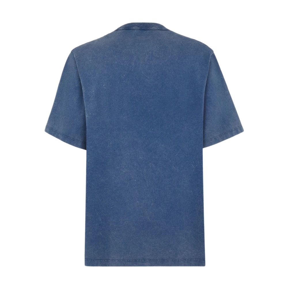 Fendi Blauw Katoenen T-shirt met Metalen Letters Blue Heren