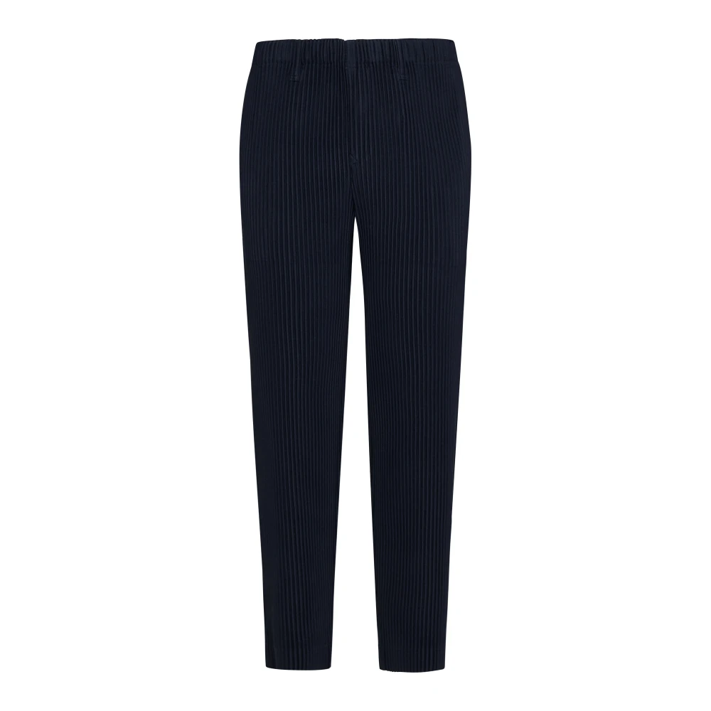 Issey Miyake Men's Blue Straight Trousers, M, Pleated Trousers