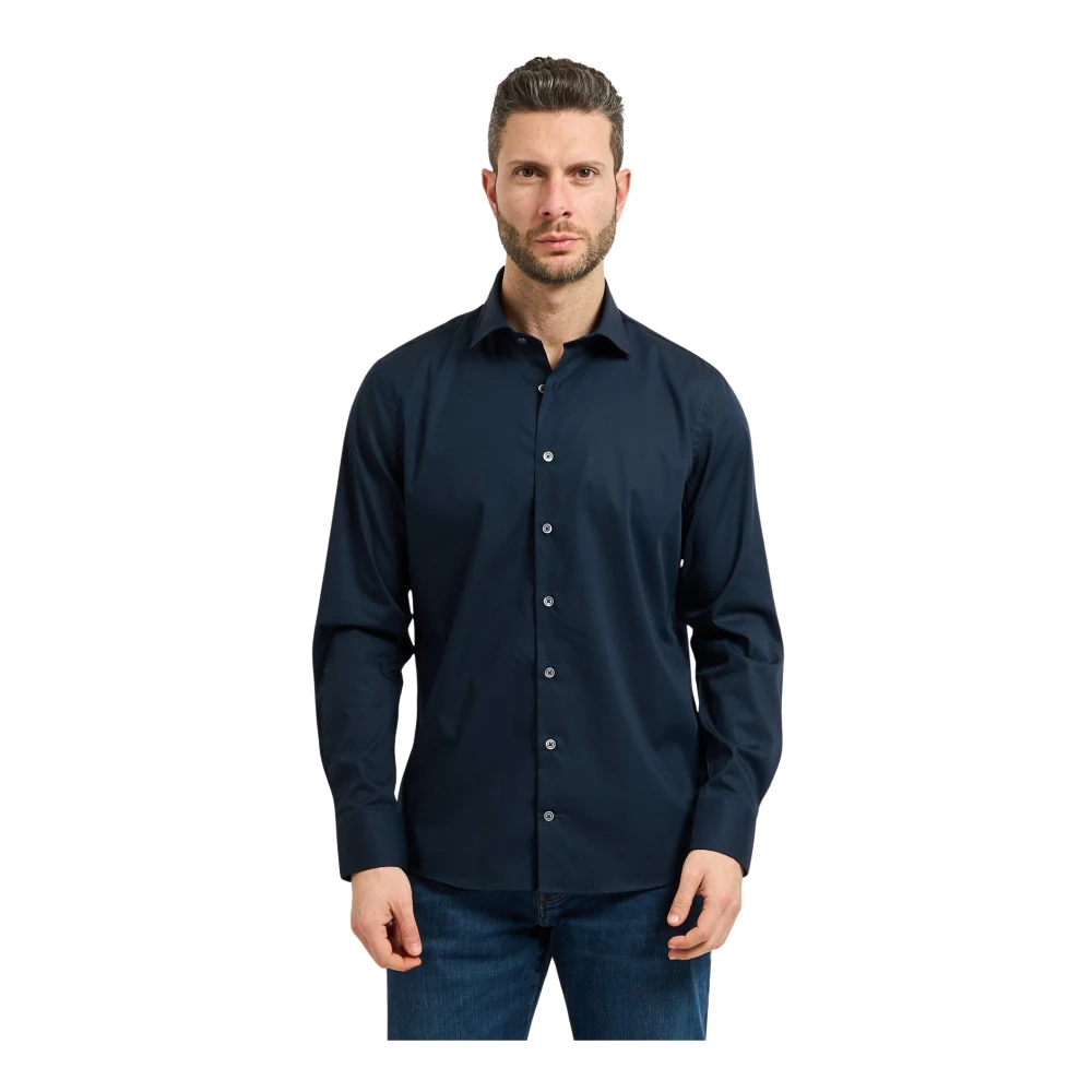 Bugatti Mannelijk Blauw Effen Kleuren Overhemd