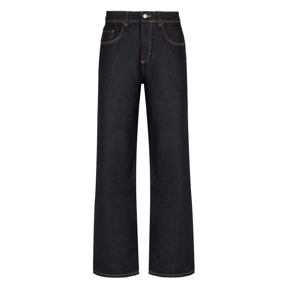 Icon Denim Wijde jeans met contraststiksels Blue Dames