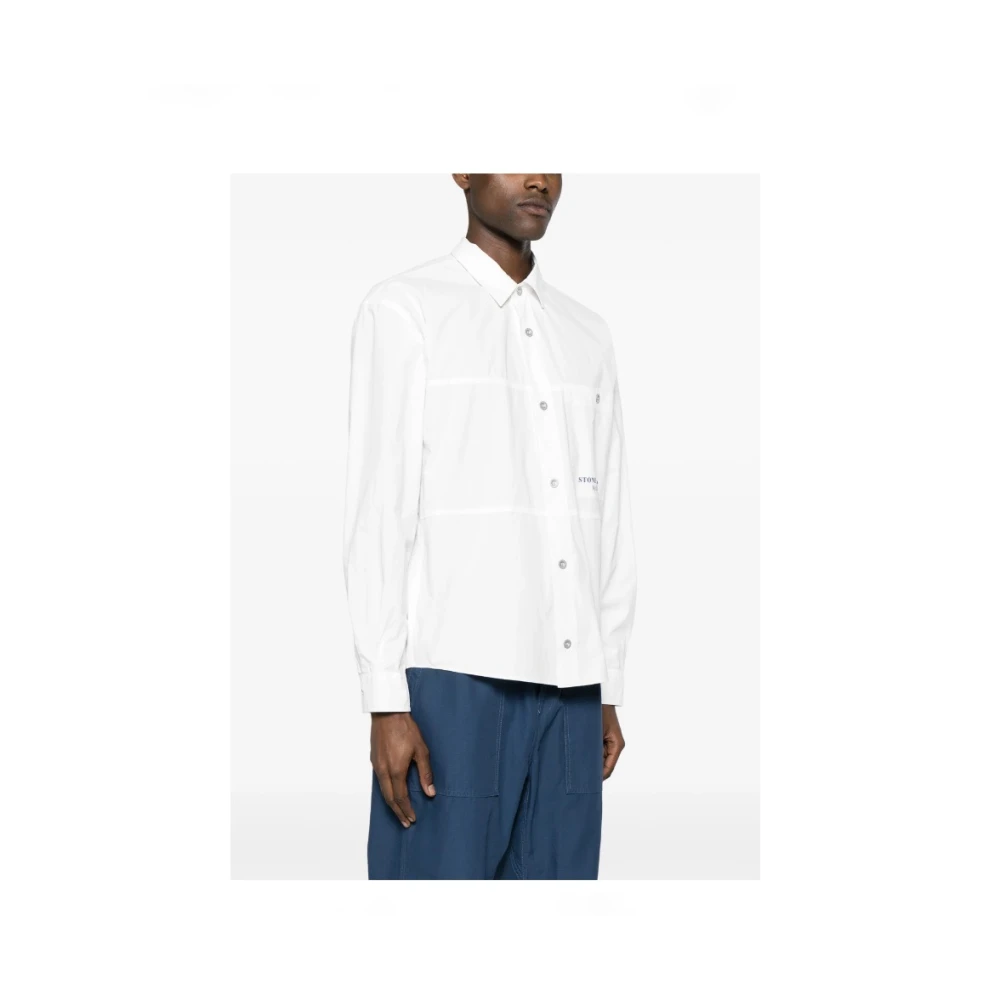 Stone Island Wit Marina Overshirt Katoenen Canvas White Heren