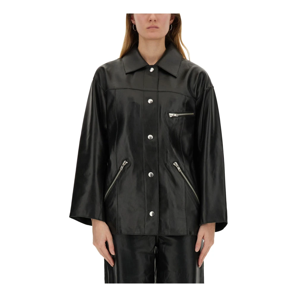 STAND STUDIO, Leather Jackets, female, Black, Size: S Elisia Jacket
