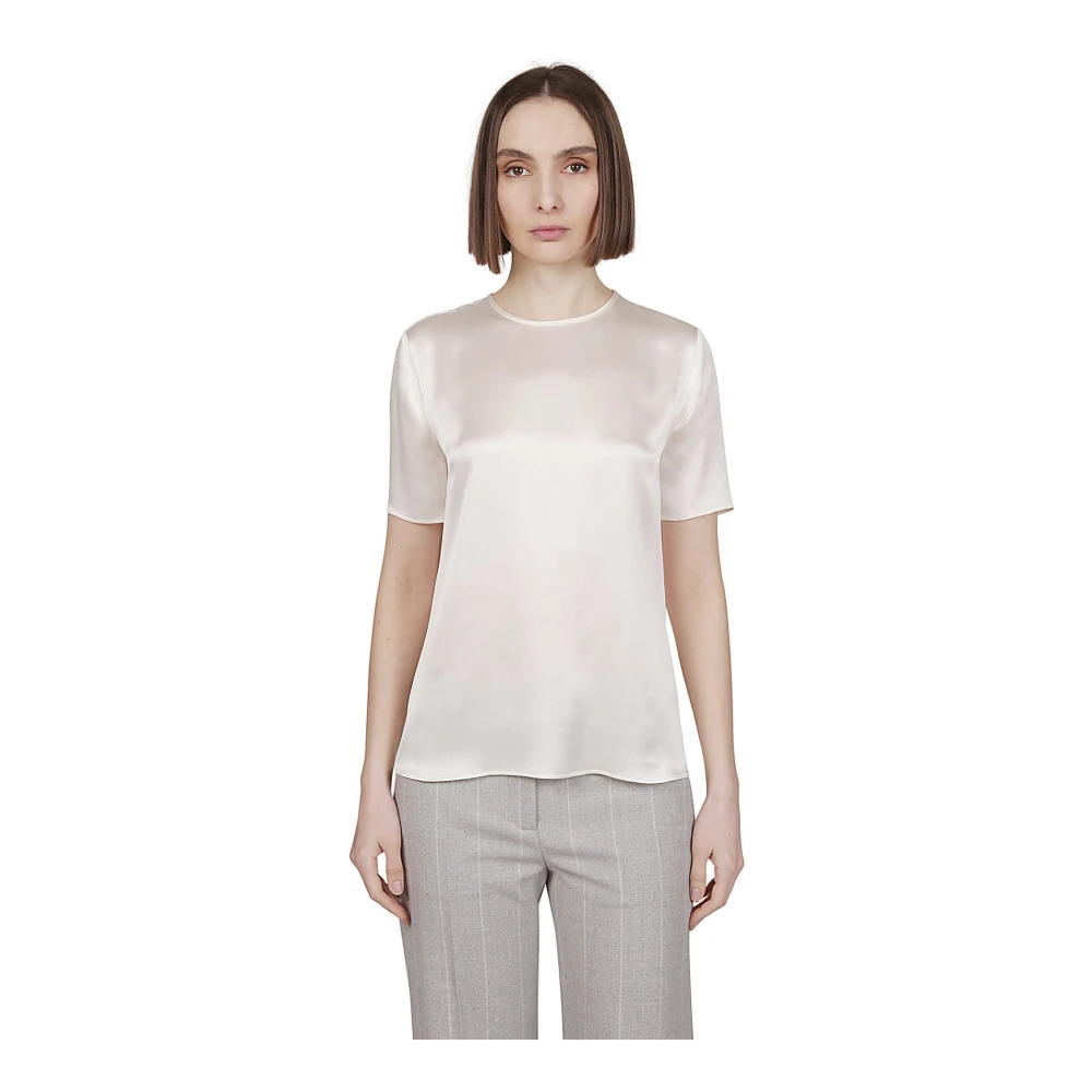 Eleventy Zijden Ronde Hals T-shirt Gray Dames
