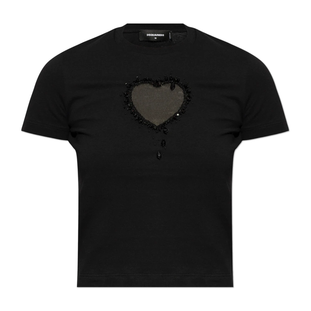 Dsquared2 T-shirt met applicatie Black Dames