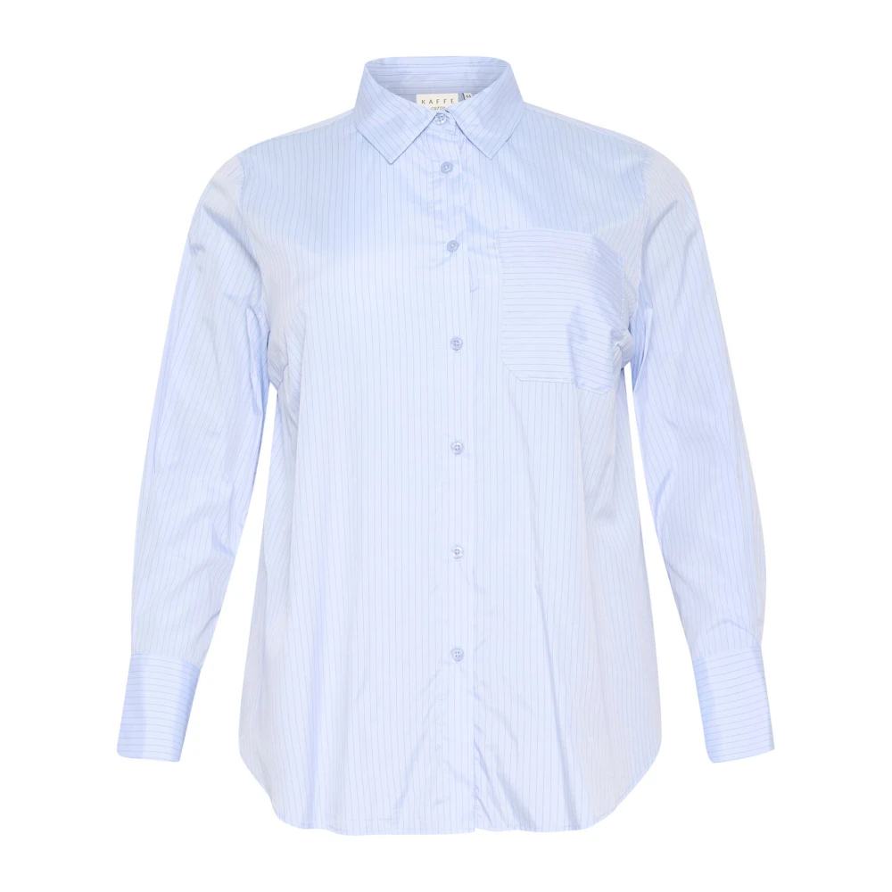 Kaffe Curve Gestreept Blauw Shirt met Zak Blue Dames