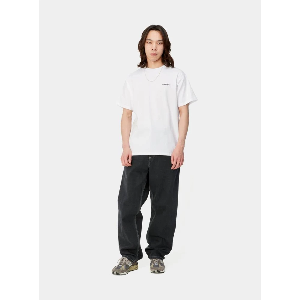 Carhartt WIP Script Borduurwerk T-Shirt Wit Zwart White Heren