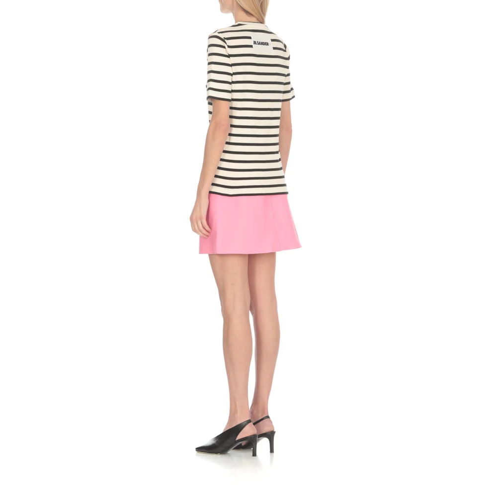 Jil Sander Gestreept katoenen T-shirt voor vrouwen White Dames