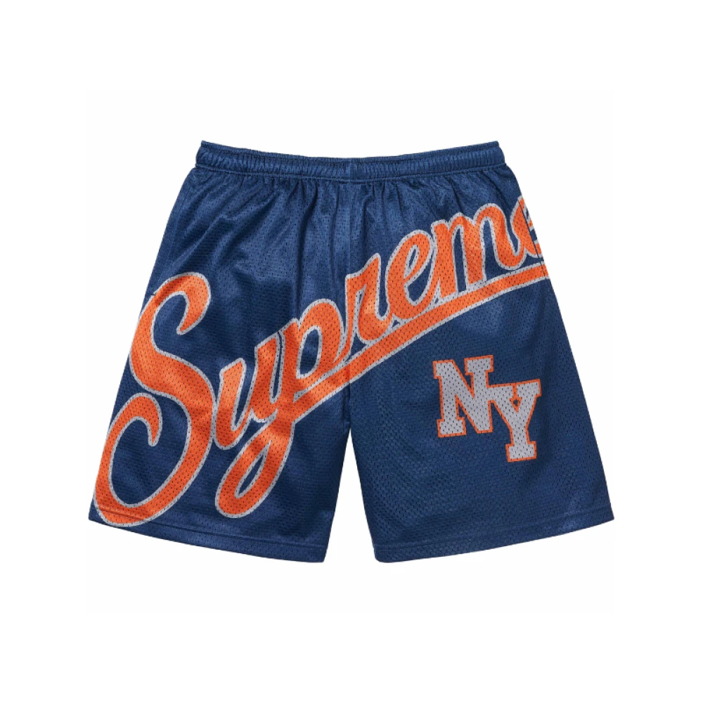 Supreme Blå Mesh Script Shorts Blue, Herr