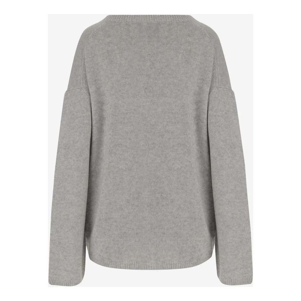 allude Grijze V-hals Gebreide Trui Sweater Gray Dames