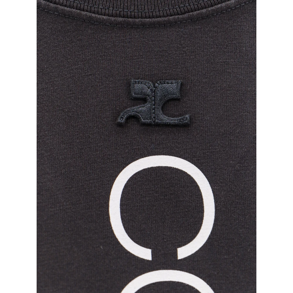 Courrèges Stone Washed Katoenen T-Shirt met Logo Gray Dames