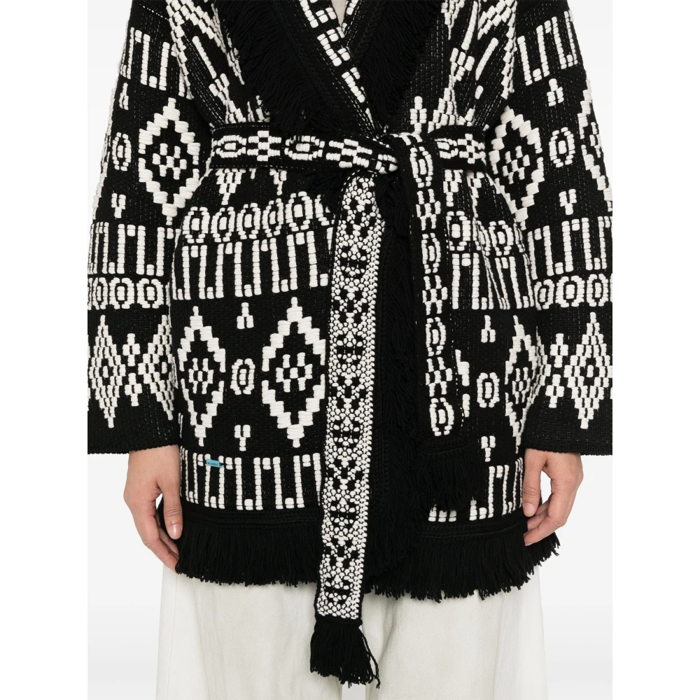 Alanui Zwart Witte Cardigan voor Vrouwen Black Dames