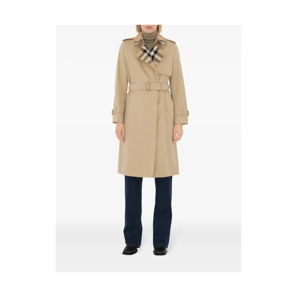 Burberry Geruite regenjas Beige Dames