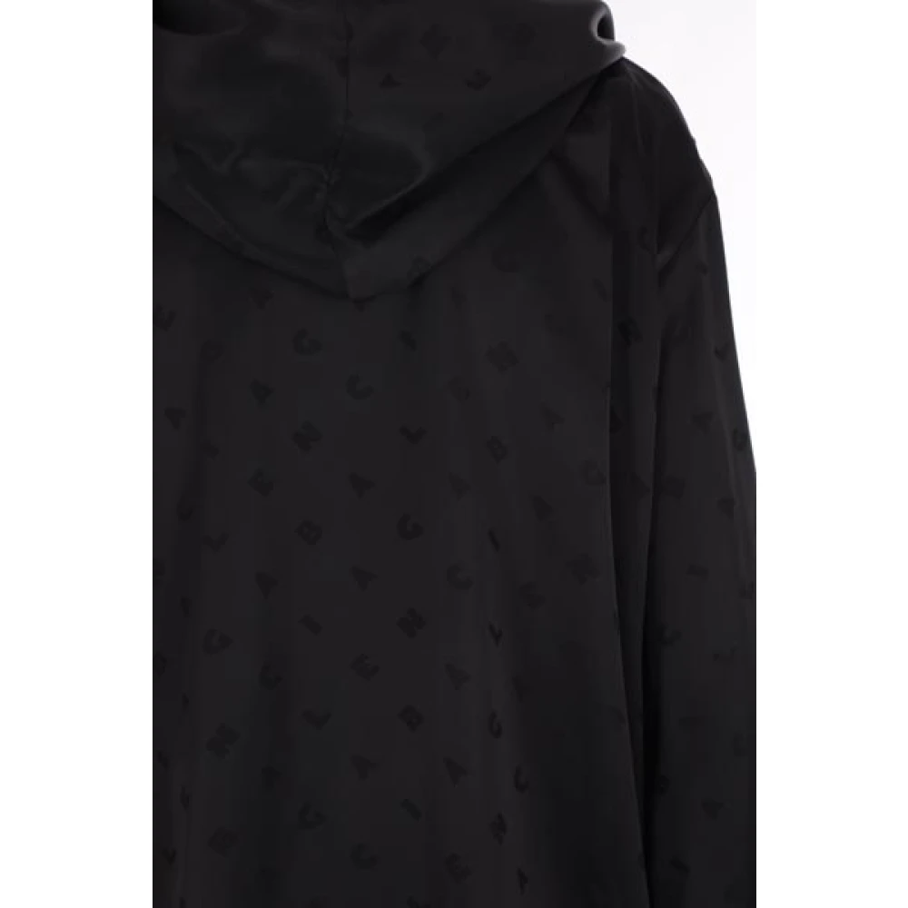 Balenciaga Zwarte Oversized Jacquard Logo Shirt met Capuchon Black Dames