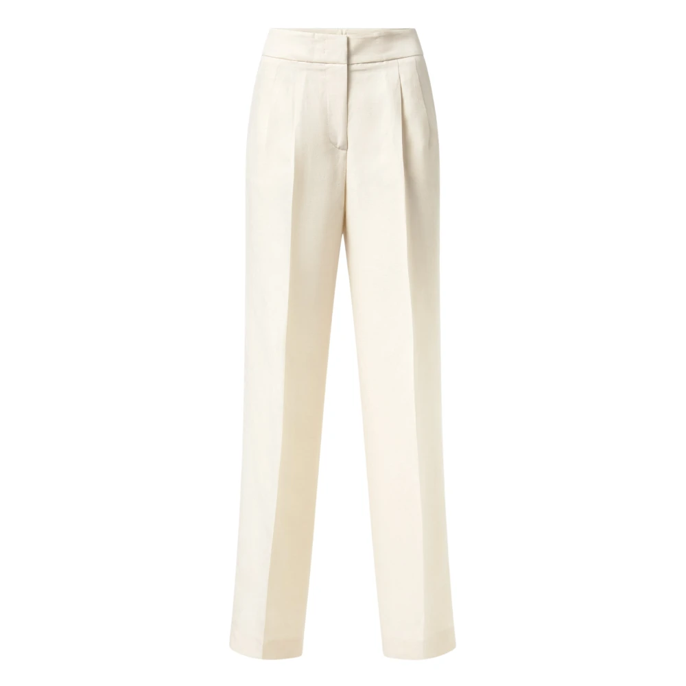 Peserico Women's White Straight Trousers, M, Wide Leg Trousers