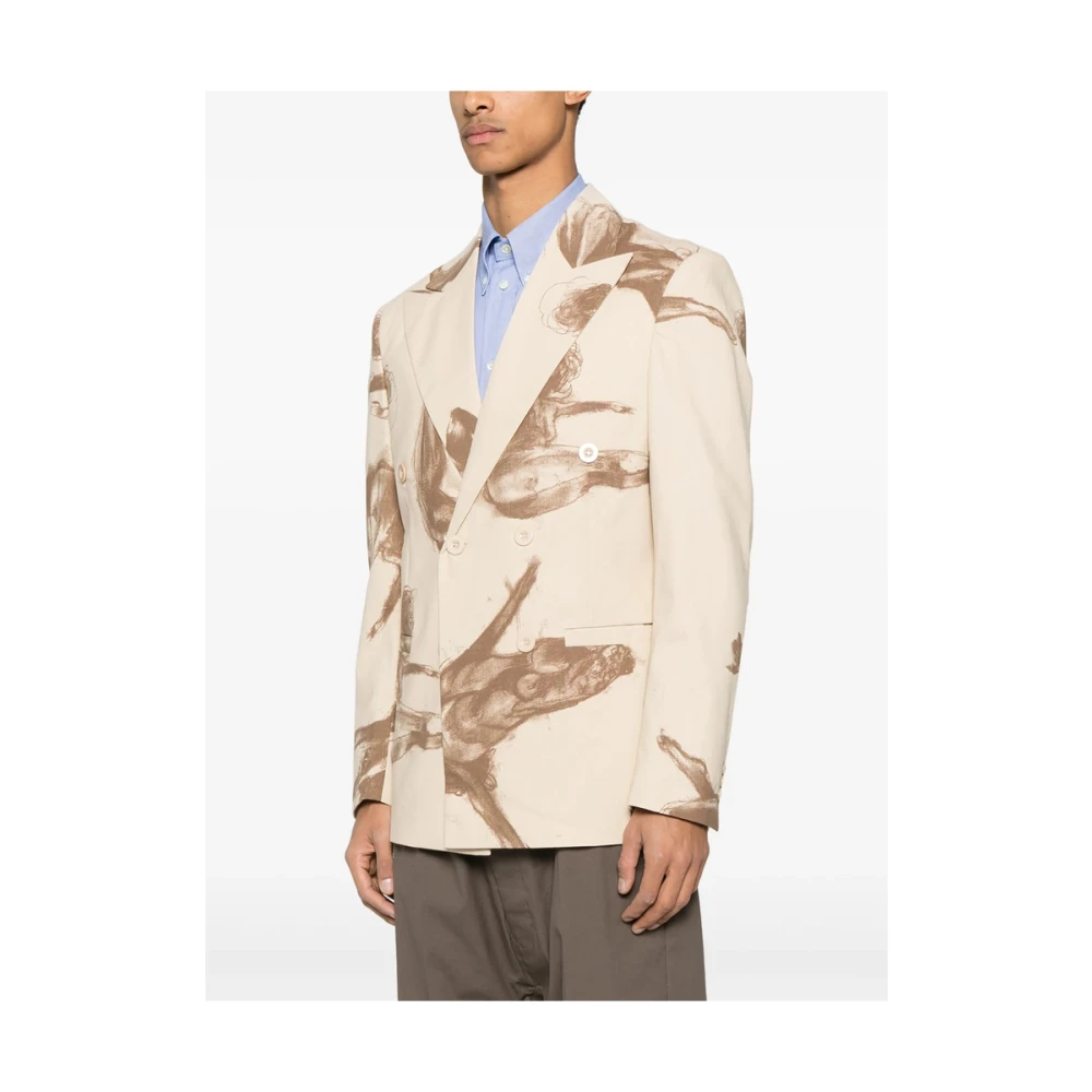 KidSuper Studios Beige Double-Breasted Jas met Zakken Beige Heren