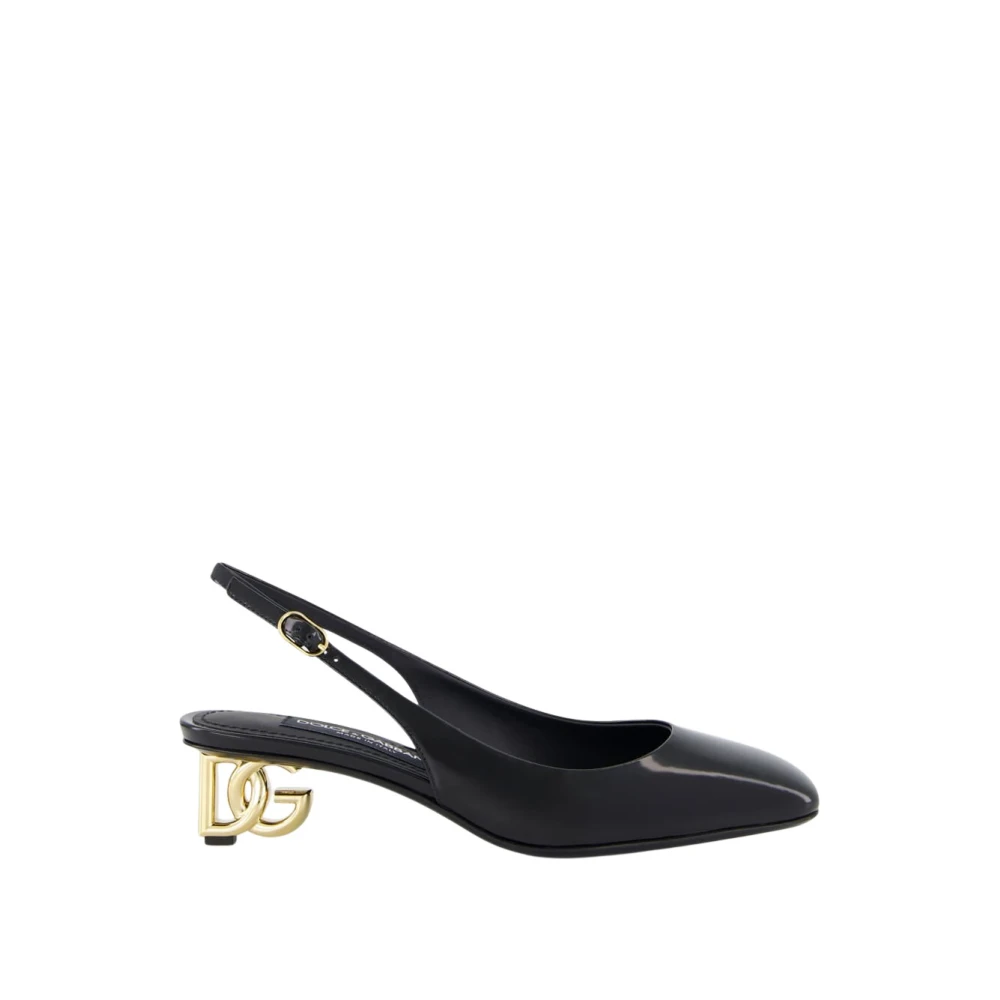Dolce & Gabbana Mujer Negro - Slingbacks De Charol Con Tacón Dg - Shoes - 36 Eu