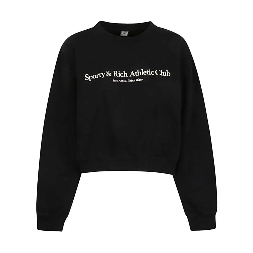 Sporty & Rich Athletic Club Crop Sweatshirt Black Dames