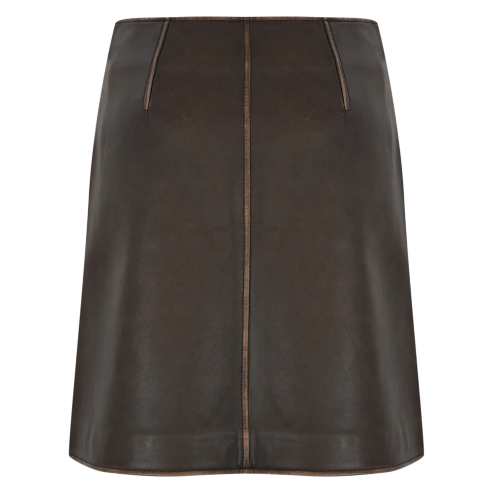 Max Mara Weekend Bruine Leren Minirok Brown Dames