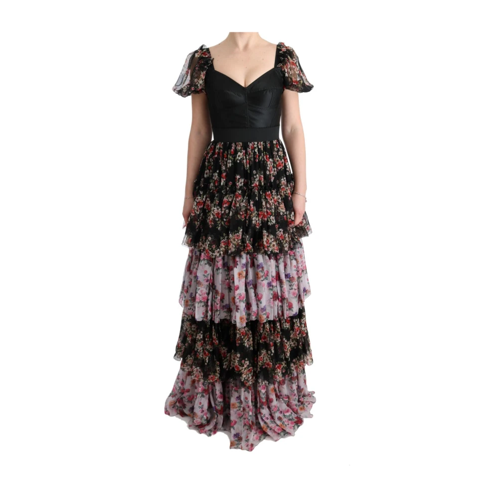 Dolce & Gabbana Women's Multicolor Gowns,, Silk Stretch Floral Shift Long Dress 3XS