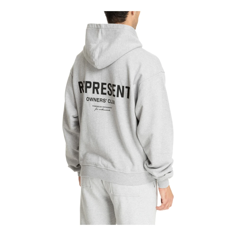 Represent Hoodie met rits en patroonlogo met zakken Gray Heren