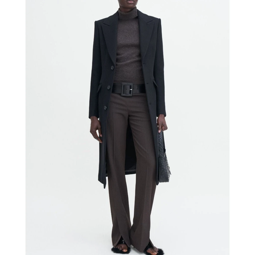 Filippa K Zwarte wollen jas met brede schouders Black Dames