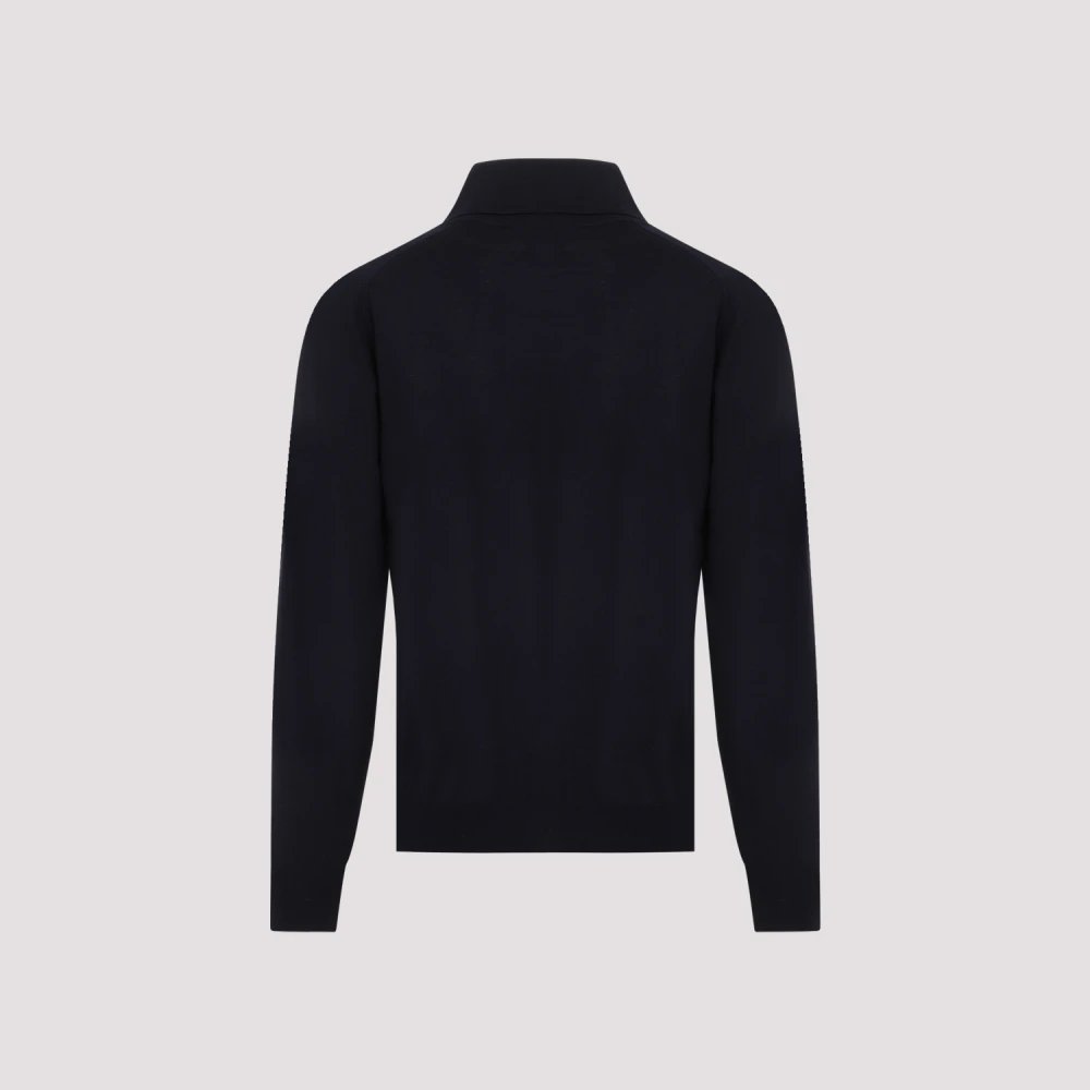 Bottega Veneta Blauwe Wol Polo Shirt Blue Heren
